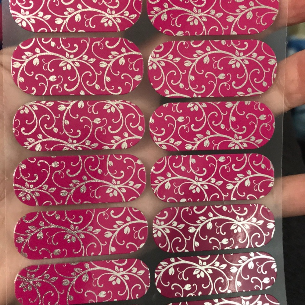 Jamberry silver floral on magenta